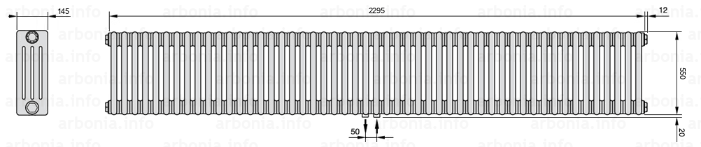 Схема (чертеж) Радиатор Arbonia 4055/51 №96